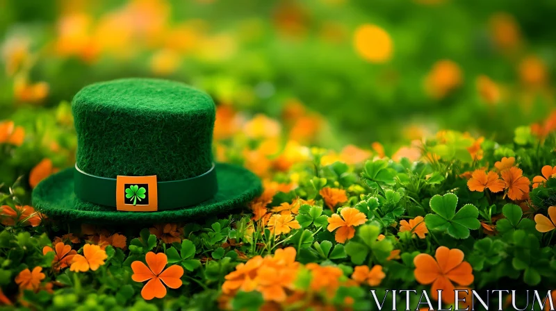 Lucky Green Hat with Clovers AI Image