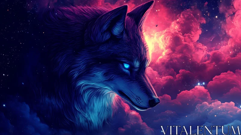 AI ART Wolf in Cosmic Clouds