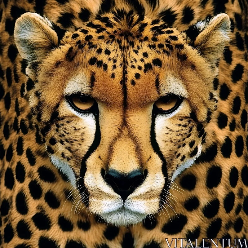 Detailed Cheetah Face with Black Spots AI Image