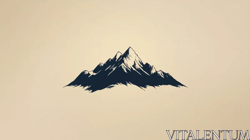 AI ART Minimalist Mountain Peak Illustration