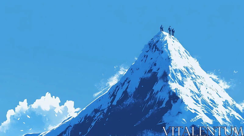 AI ART Climbing to the Top: Mountain Scene