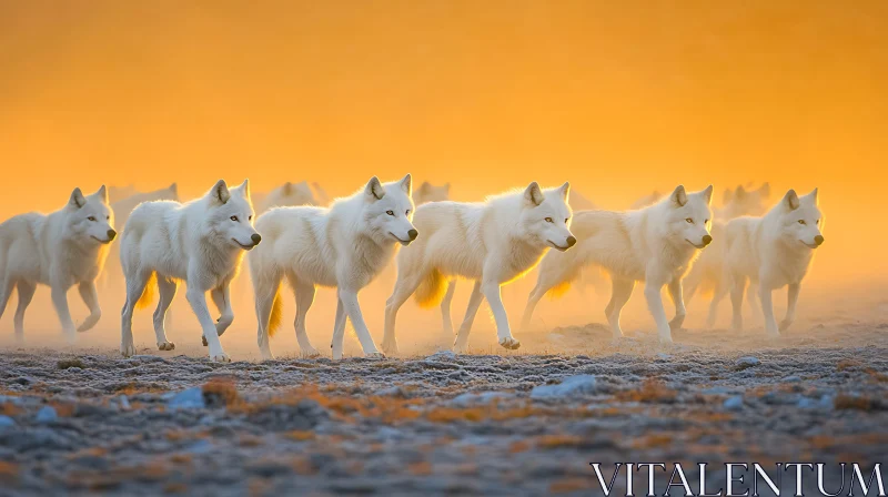 AI ART Arctic Wolf Pack at Dawn