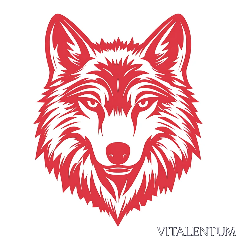 AI ART Stylized Red Wolf Head Design