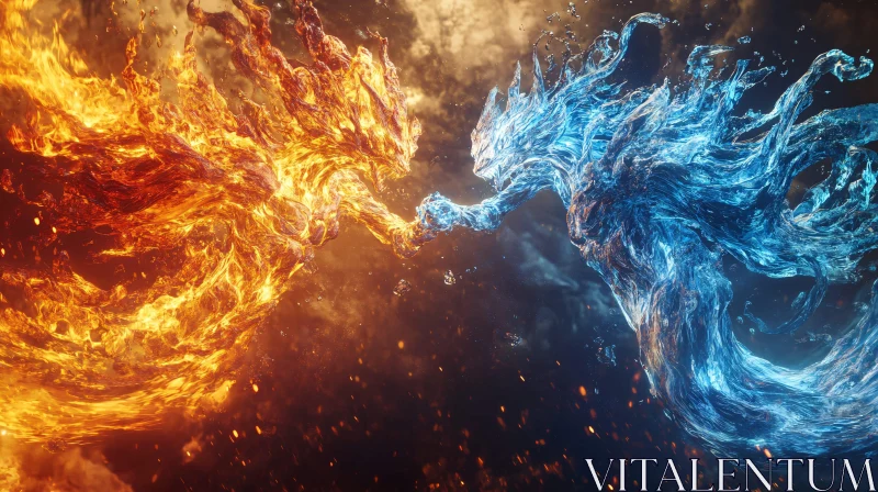 Abstract Elements: Fire Meets Water AI Image
