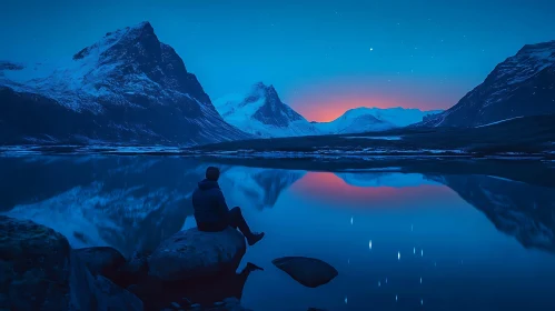 Night Scenery of a Mountain Lake