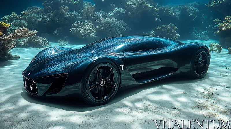 AI ART Submerged Luxury Car in a Coral Reef