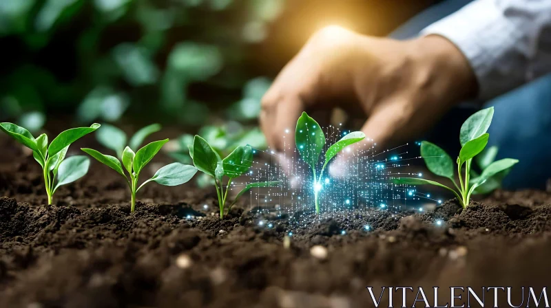 Digital Seedlings: A Blend of Nature and Technology AI Image