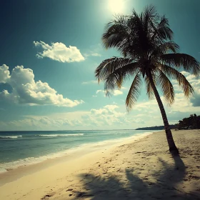 Coastal Palm Tree Beach View