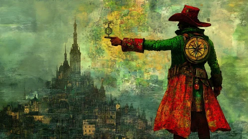 Vintage Steampunk Cityscape Art