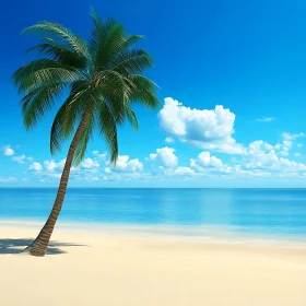 Tropical Beach Paradise with Palm Tree