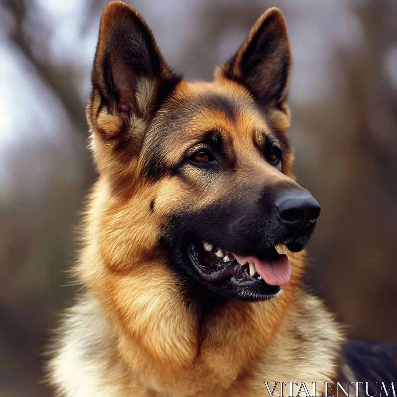 German Shepherd Dog in Outdoor Setting AI Image