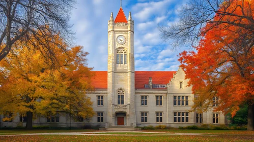 Majestic Architecture with Autumn Foliage