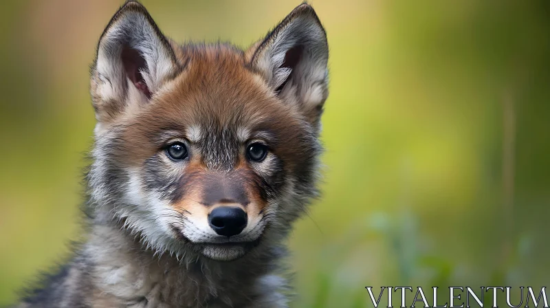 Adorable Wolf Pup Close-Up AI Image