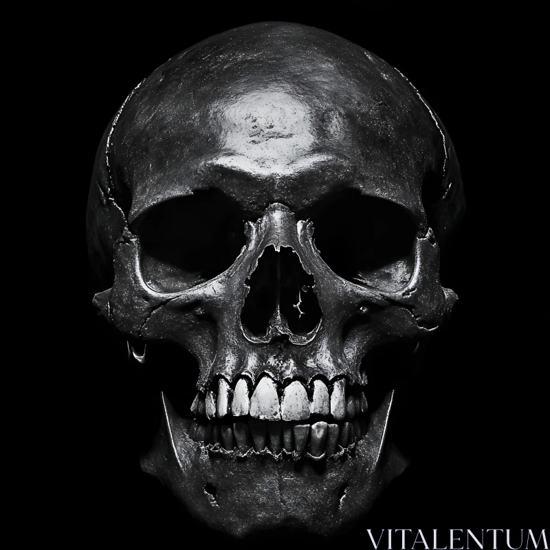 Anatomical Skull Study in Grayscale AI Image