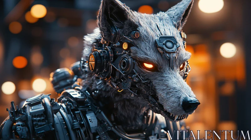 AI ART Futuristic Robotic Wolf