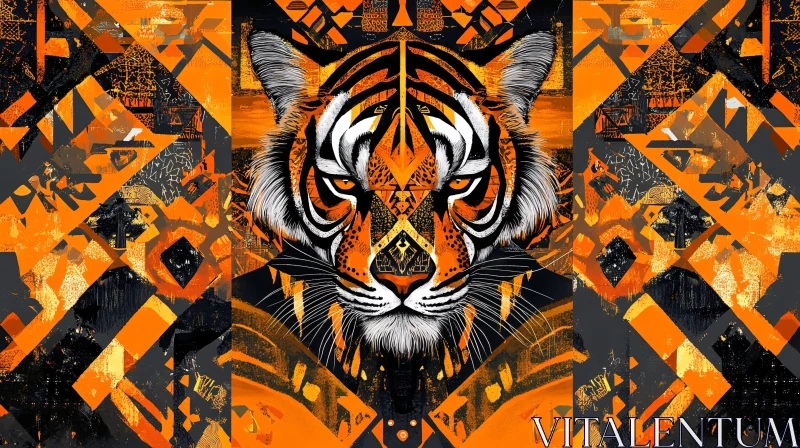 AI ART Geometric Tiger Illustration