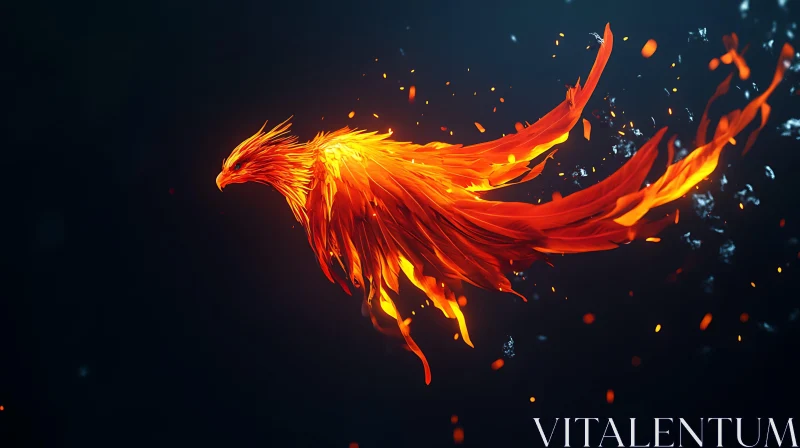 AI ART Blazing Phoenix Soaring Through Darkness