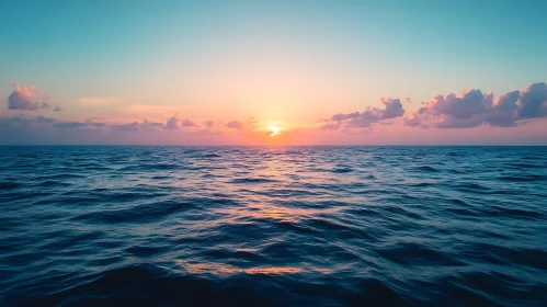 Calm Sea at Sunset with Gentle Waves