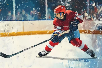 Dynamic Ice Hockey Player in Action