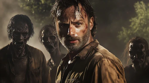 Distressed Man and Zombies