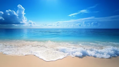 Calm Beach Scene with Blue Sky