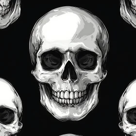 Monochromatic Skull Pattern Illustration