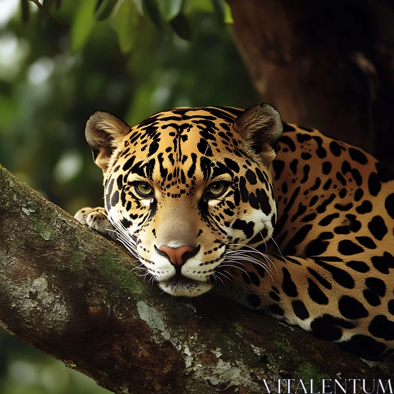 Jaguar Lounging in the Jungle AI Image