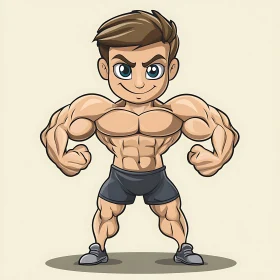 Stylized Bodybuilder Cartoon Character Illustration