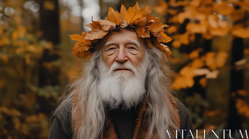 Elder Man with Leaf Crown AI Image