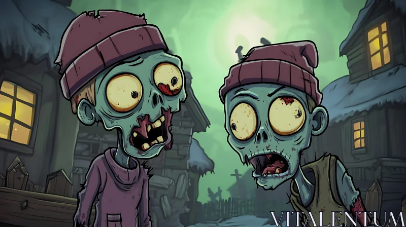 Spooky Zombie Cartoon Illustration AI Image