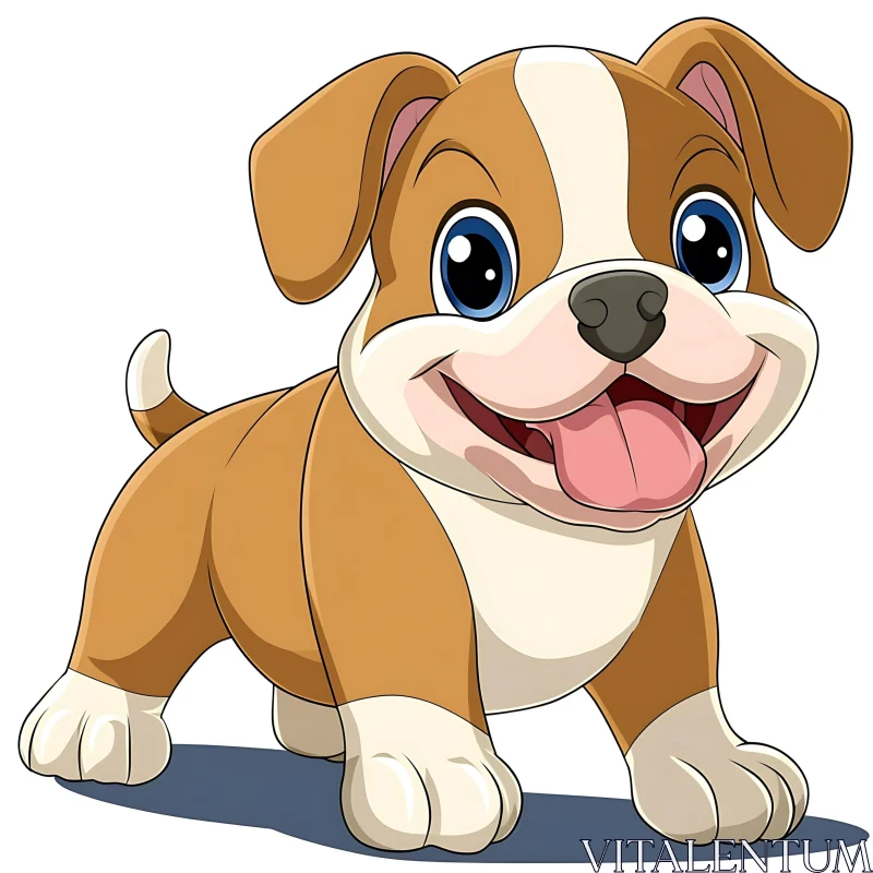 Cute Puppy Cartoon Drawing AI Image