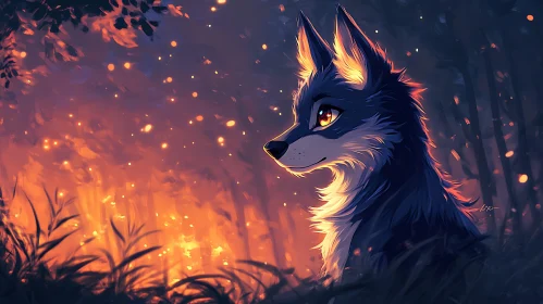 Wolf in a Dreamy Forest