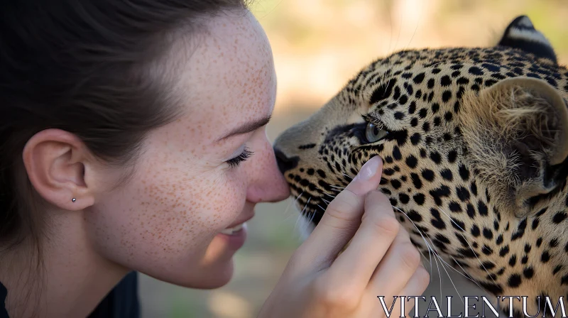 Intimate Encounter with a Leopard AI Image