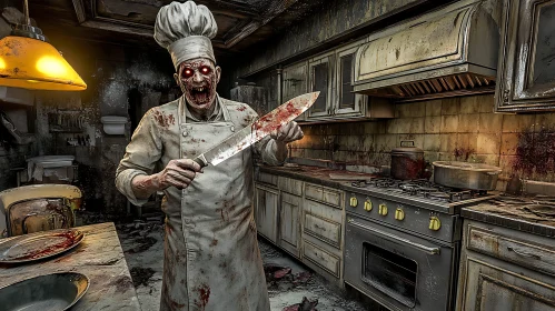 Bloody Zombie Chef in Kitchen