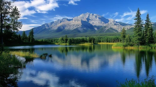 Tranquil Mountain Lake Landscape View