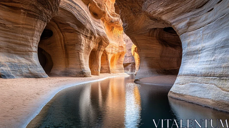 AI ART Breathtaking Sandstone Canyon and River Scene