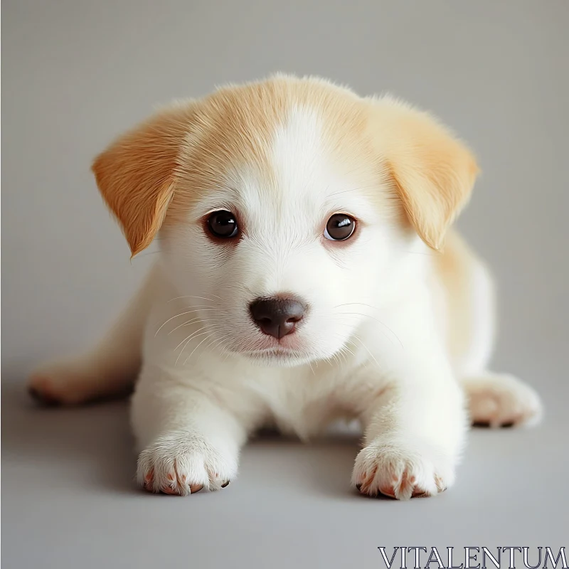 Cute White and Brown Puppy AI Image