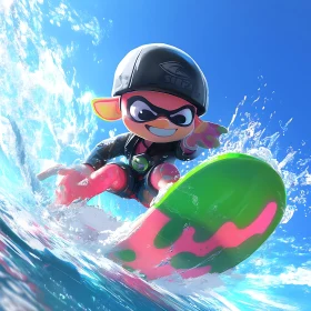 Surfing Cartoon Character