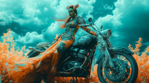 Fashionable Surrealism with Motorcycle