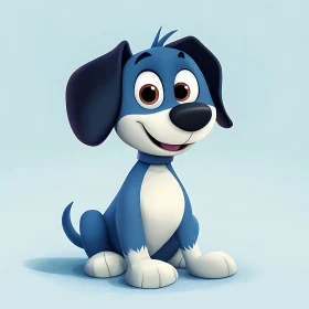 Adorable Blue Cartoon Dog Character