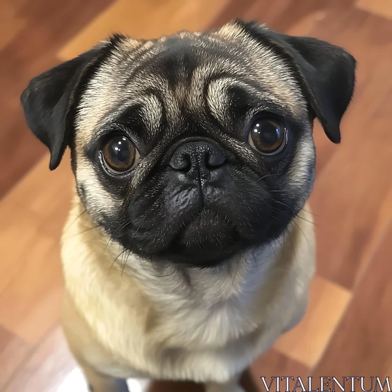 Charming Pug Portrait with Large Eyes AI Image