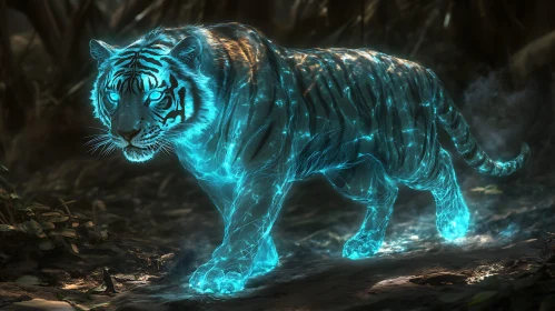 Luminous Tiger in the Dark Woods