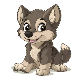 Charming Animated Wolf Cub Image