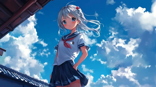 Serene Schoolgirl in Anime Art