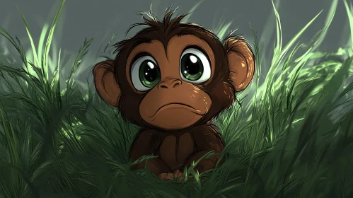 Charming Cartoon Baby Monkey Artwork