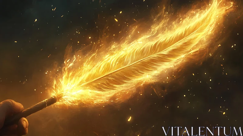 Golden Feather Ablaze AI Image