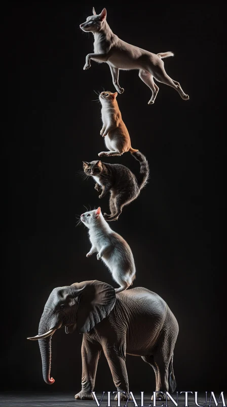 AI ART Whimsical Animal Balancing Act