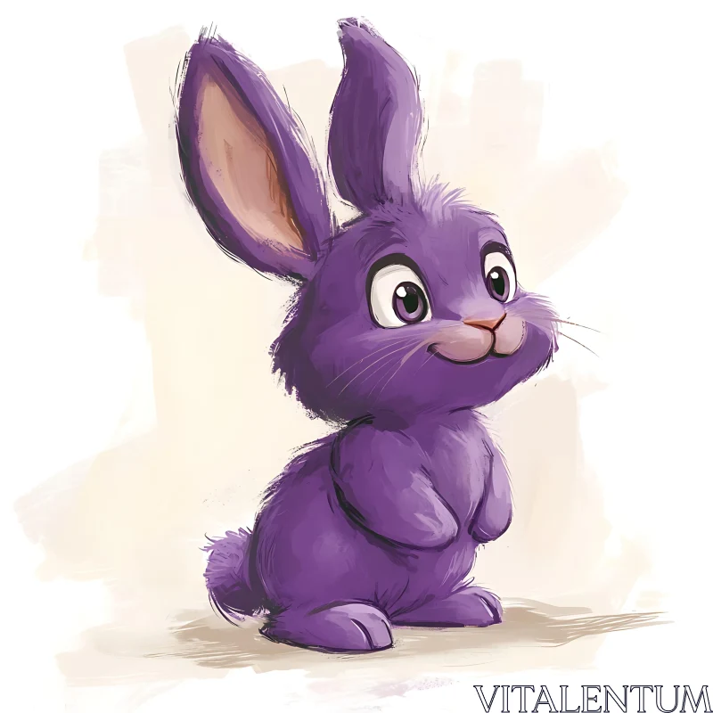 Cartoon Purple Rabbit Art AI Image