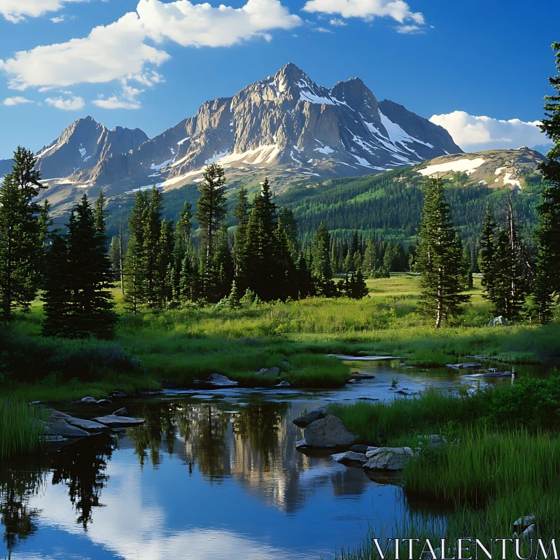 AI ART Scenic Mountain Range and River View