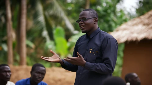 Man Giving a Speech Outdoors